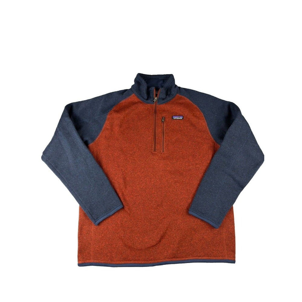 Patagonia Better Sweater 1/4 Zip Pullover Men's Large Navy/Orange